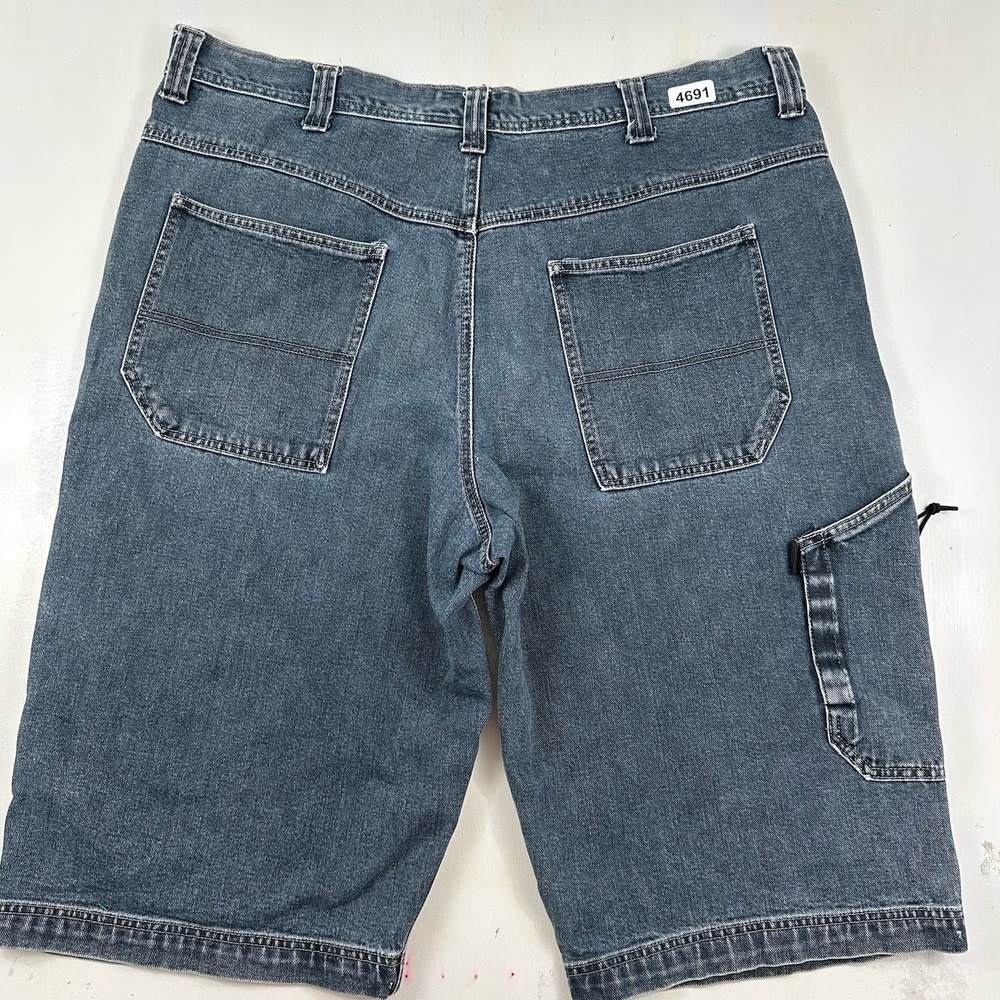 VTG Old Navy Carpenter Shorts Men 42x15 Blue Jorts Denim Y2K Double Knee Cargo‎